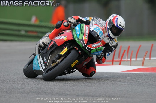 2009-09-26 Imola 0421 Variante alta - Supersport - Free Practice - Joan Lascorz - Kawasaki ZX-6R